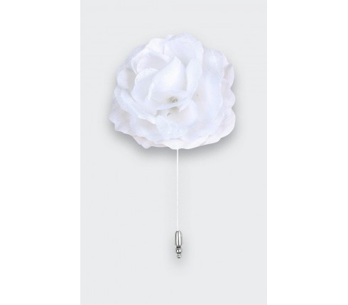 CINABRE Paris - Rose Lapel Pin - White Silk - Handmade