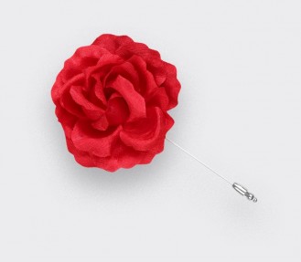 Boutonnière Rose pour costume Soie Rouge - Cinabre Paris