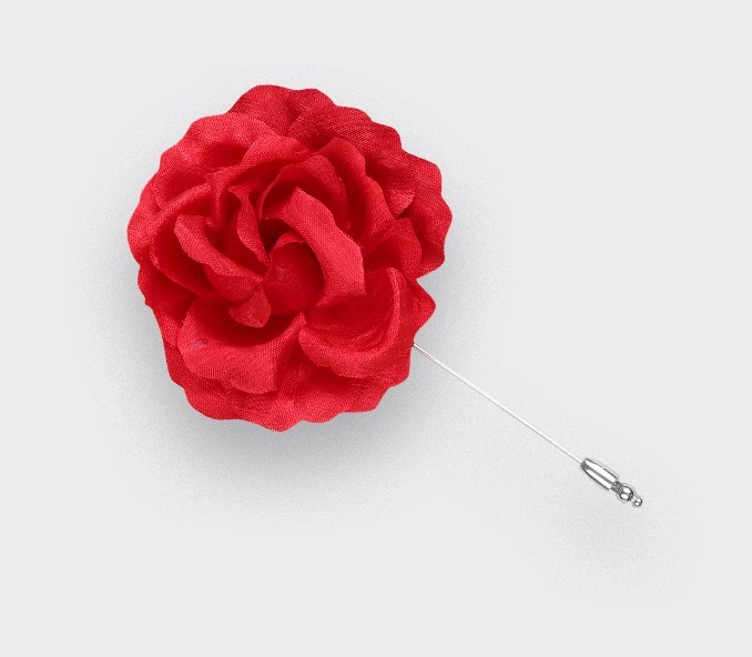 Boutonnière Rose pour costume Soie Rouge - Cinabre Paris