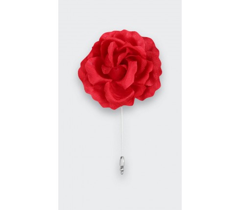 Boutonnière Rose pour costume Soie Rouge - Cinabre Paris