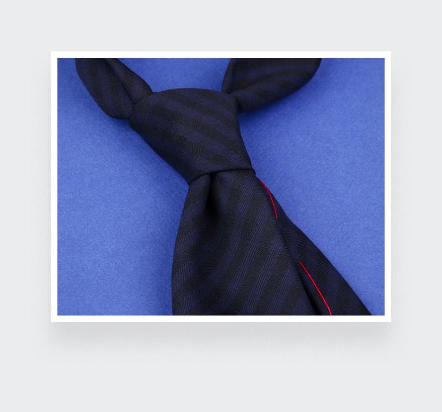 Navy Blue and Black Herringbone Tie - wool - Cinabre Paris 