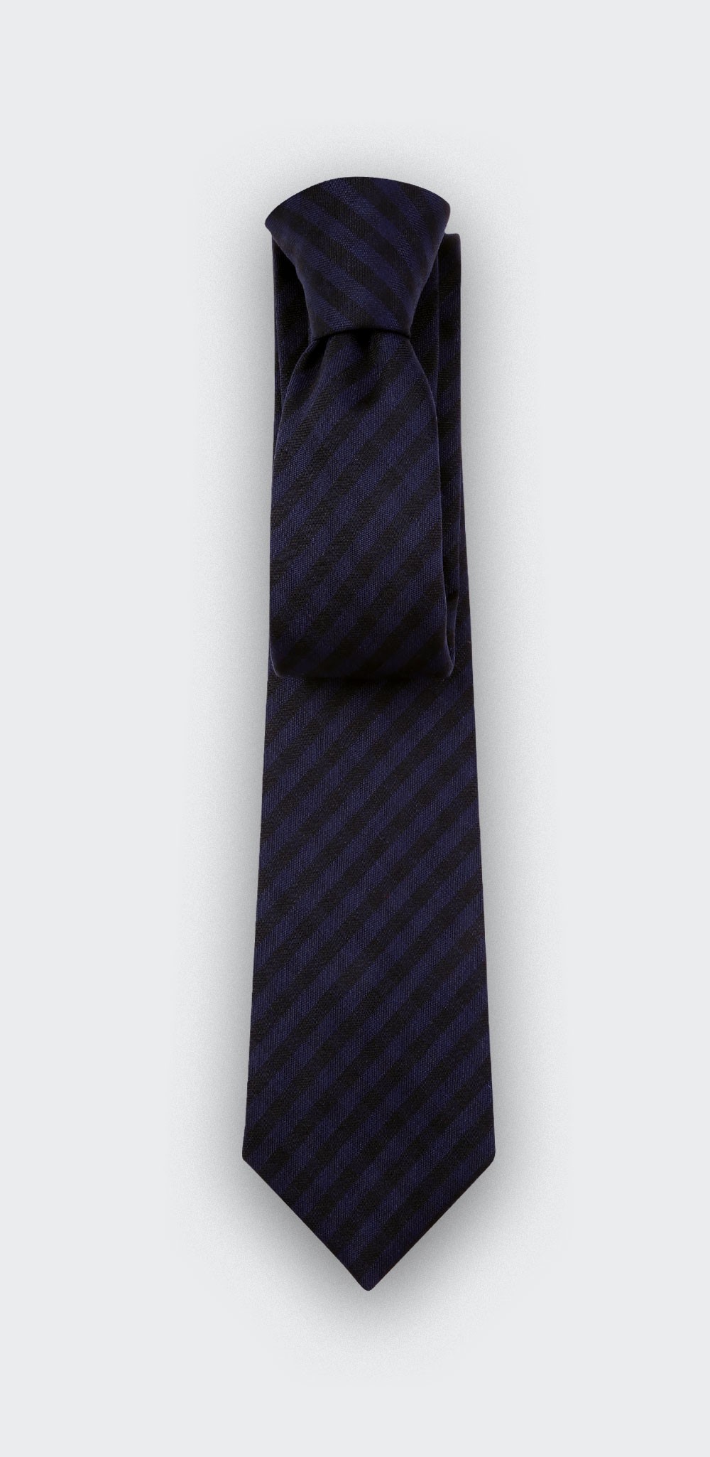 Navy Blue and Black Herringbone Tie - wool - Cinabre Paris 