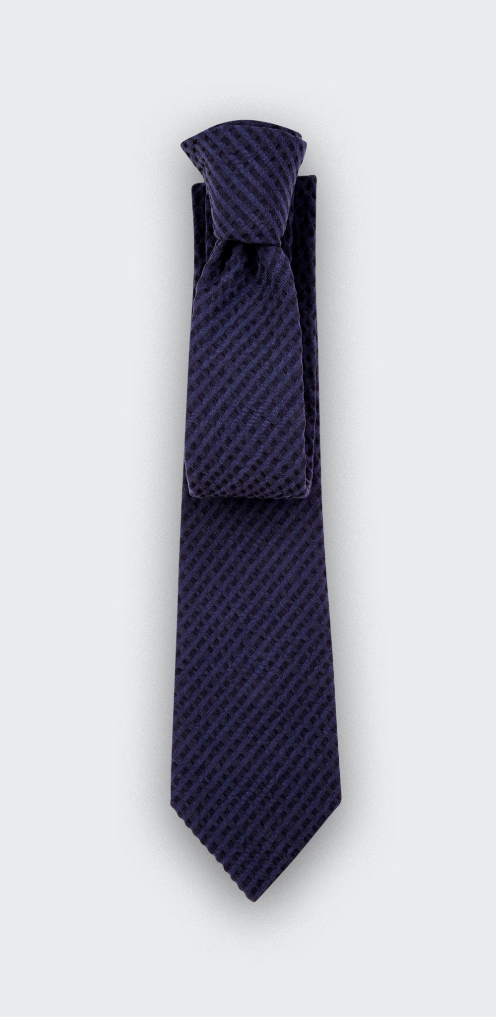 Navy blue Shades Seersucker Tie - seersucker - Cinabre Paris 