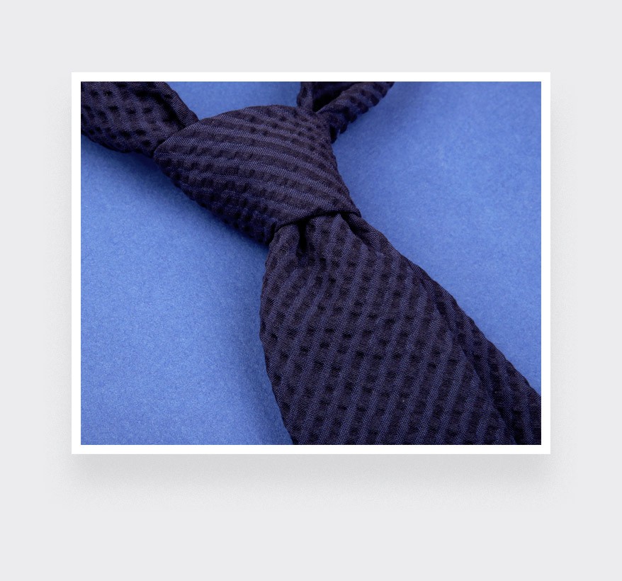 Navy blue Shades Seersucker Tie - seersucker - Cinabre Paris 