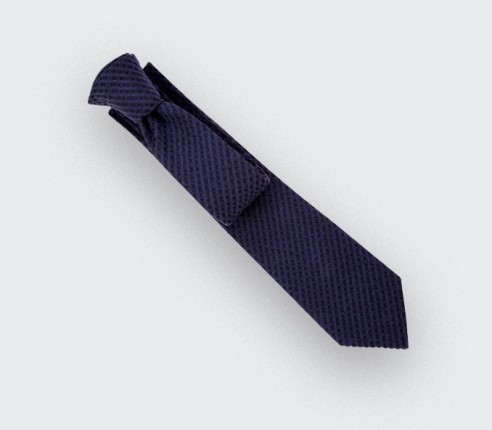 Navy blue Shades Seersucker Tie - seersucker - Cinabre Paris 