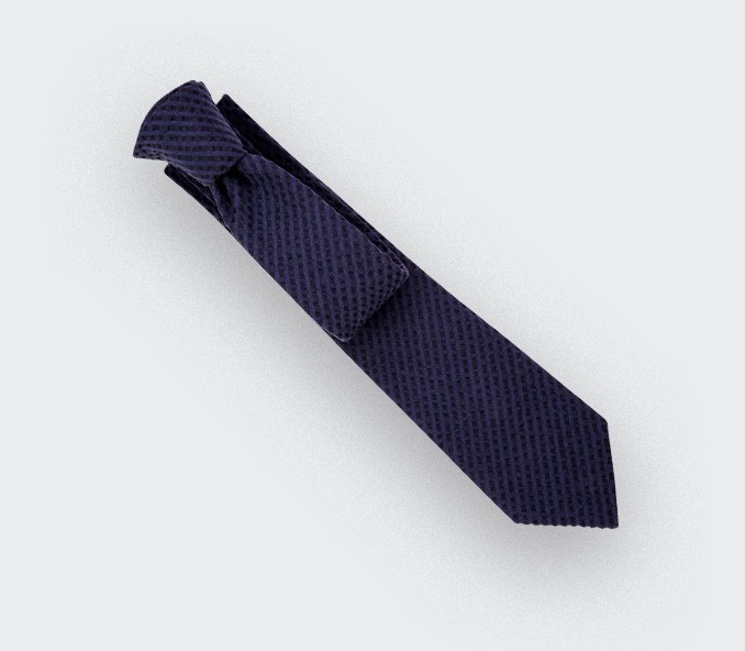 Navy blue Shades Seersucker Tie - seersucker - Cinabre Paris 