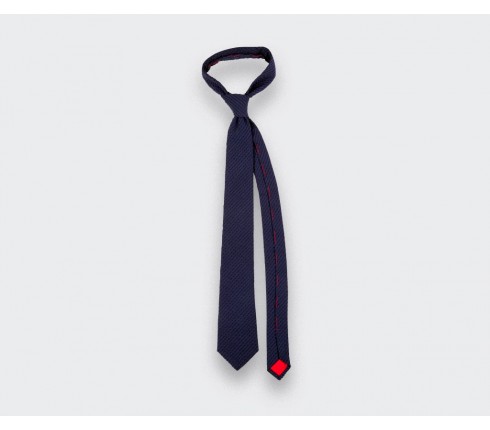 Navy blue Shades Seersucker Tie - seersucker - Cinabre Paris 