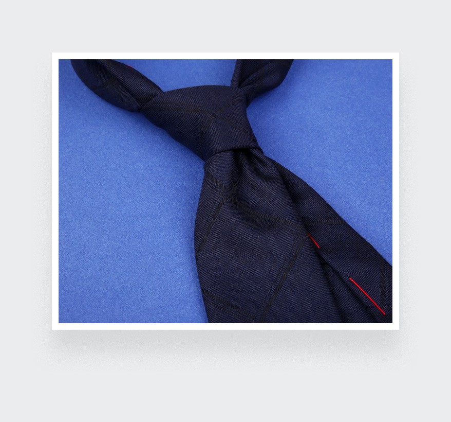 Navy blue shades squares Tie - wool - Cinabre Paris 