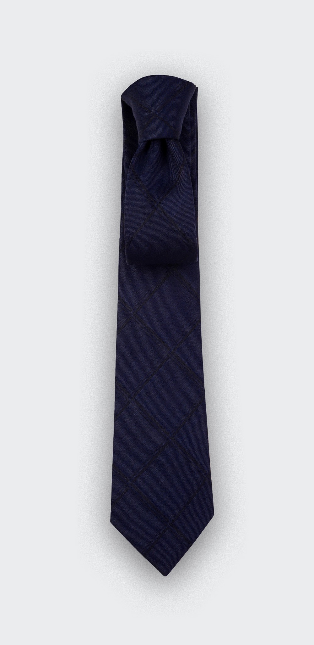 Navy blue shades squares Tie - wool - Cinabre Paris 