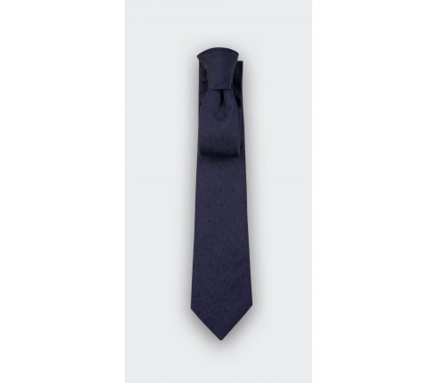 Polka dots textured navy blue tie - silk - Cinabre Paris 