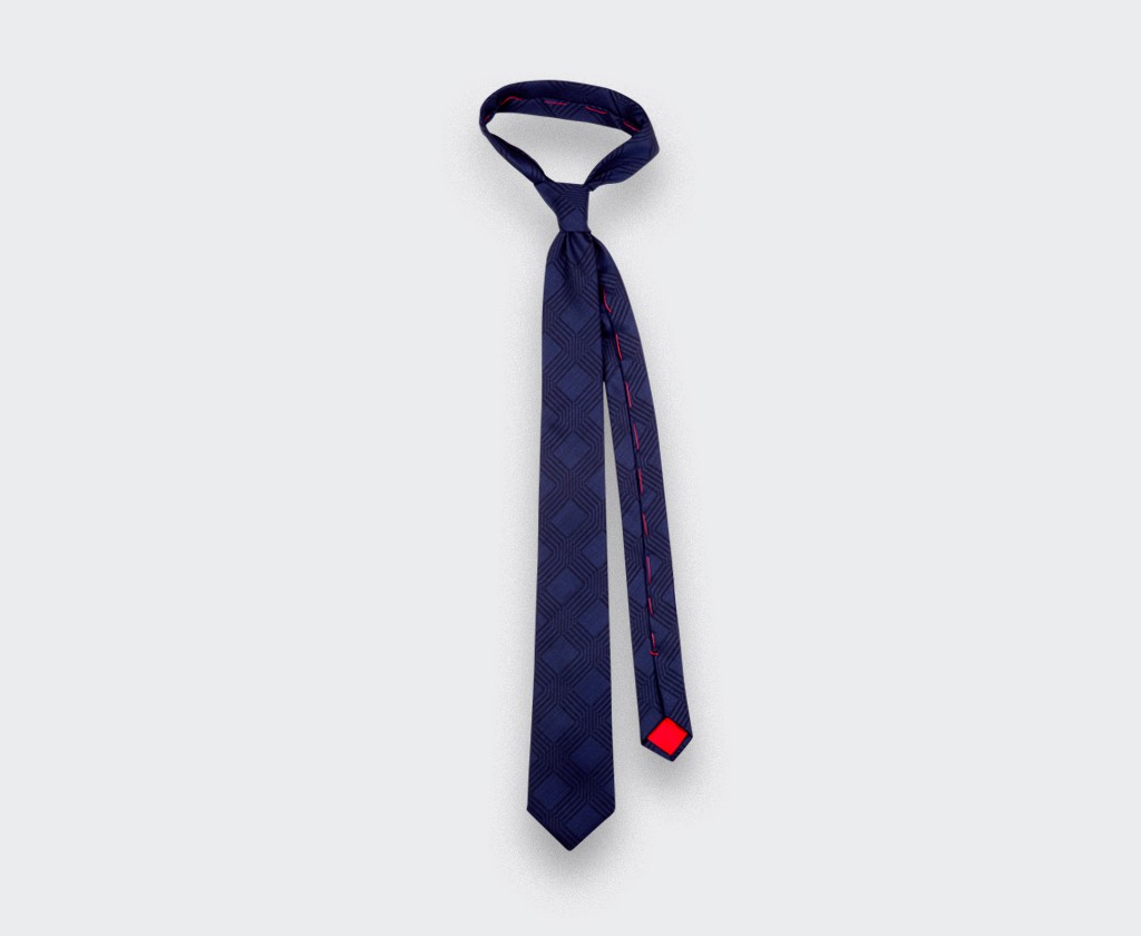 Network Navy blue tie - wool - Cinabre Paris