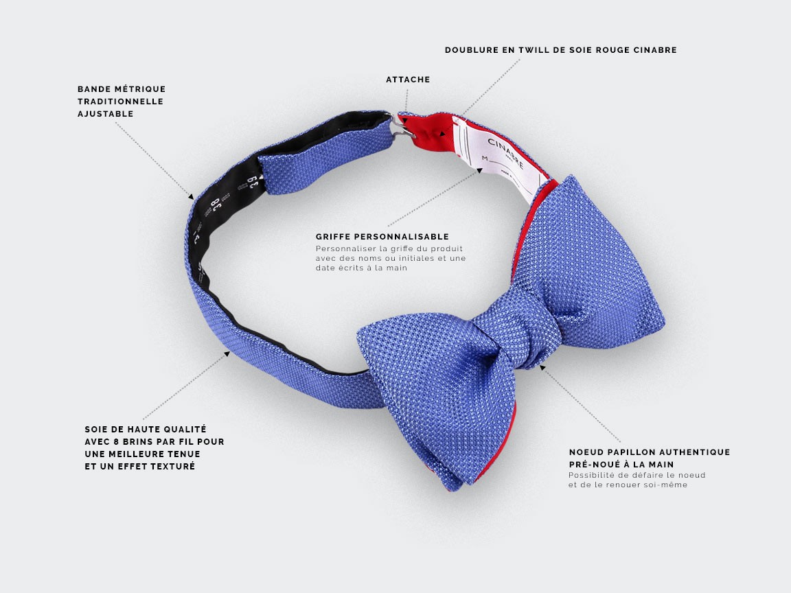 Blue denim Woven Silk bow tie - silk - CINABRE Paris