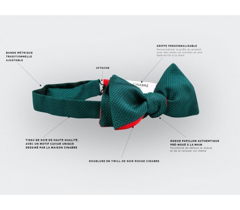 green Birdseye silk bow tie - cinabre paris