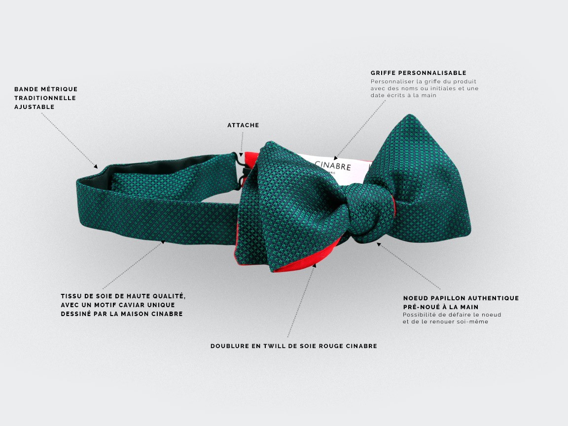 green Birdseye silk bow tie - cinabre paris