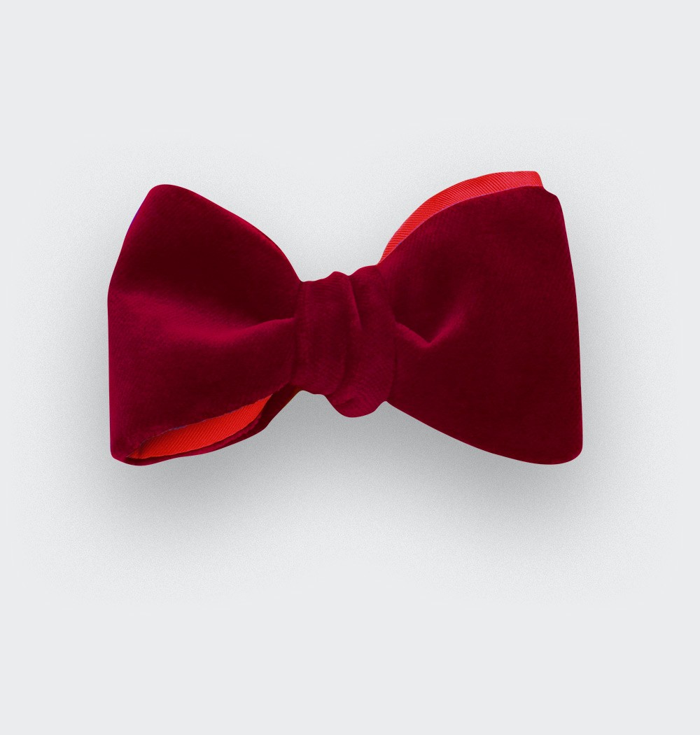 Burgundy Velvet Bow Tie 