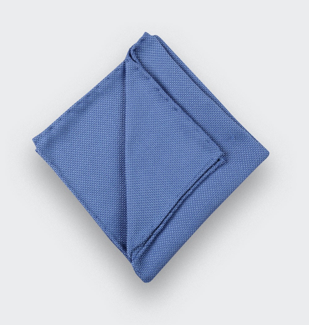 CINABRE Paris - Pocket square - Blue Denim woven silk - Hand Made