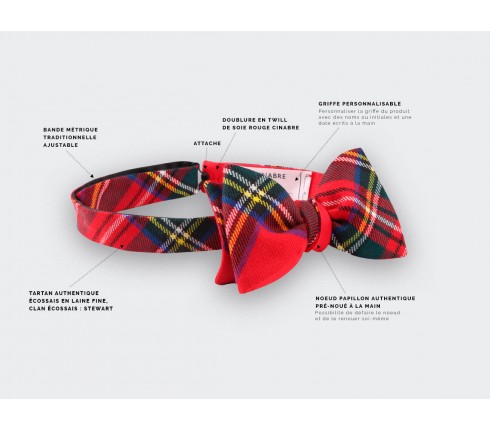 noeud papillon tartan rouge stewart royal - cinabre paris