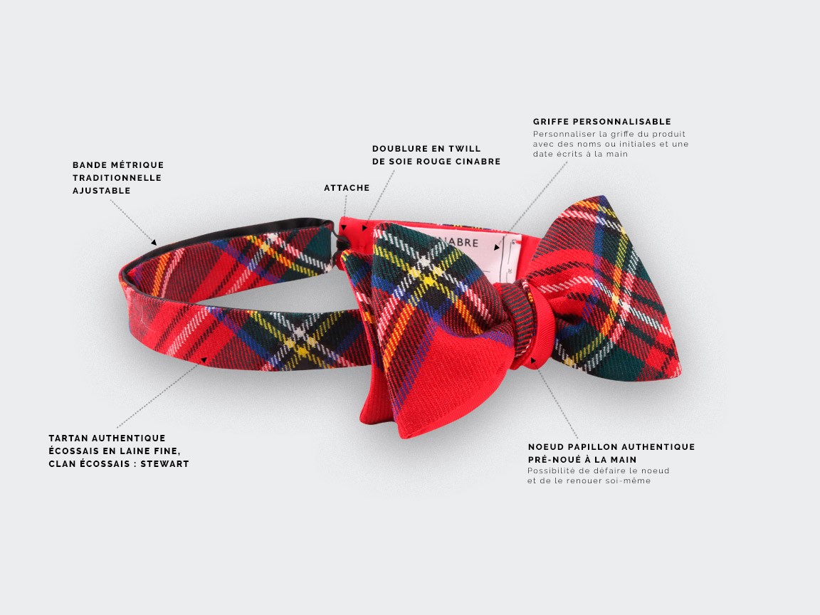 noeud papillon tartan rouge stewart royal - cinabre paris