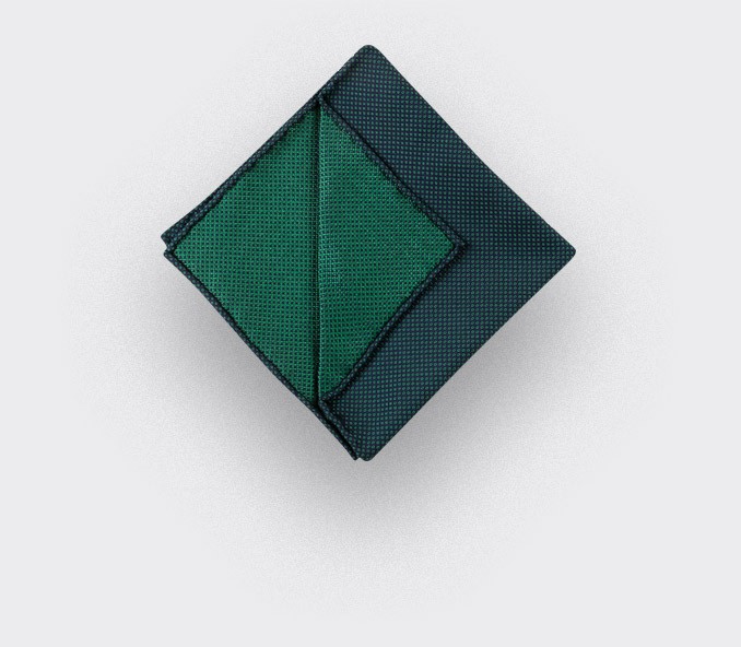 CINABRE Paris - Pocket Square - Green birdseye - Handmade