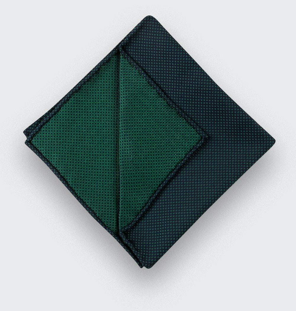 CINABRE Paris - Pocket Square - Green birdseye - Handmade