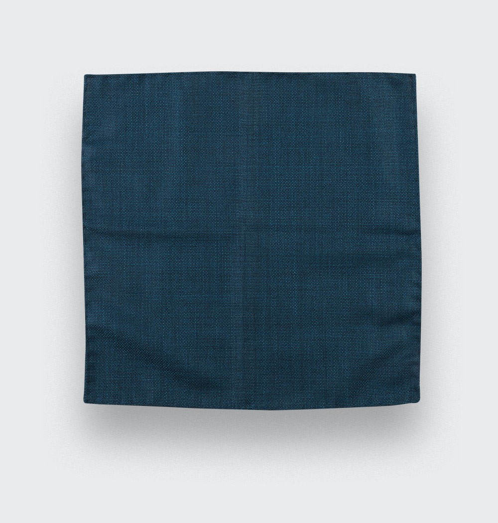 CINABRE Paris - Pocket square - Peacock Blue Mesh - Hand Made