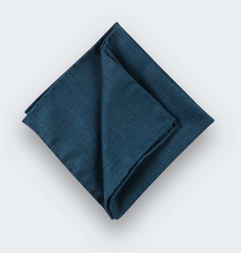 CINABRE Paris - Pocket square - Peacock Blue Mesh - Hand Made