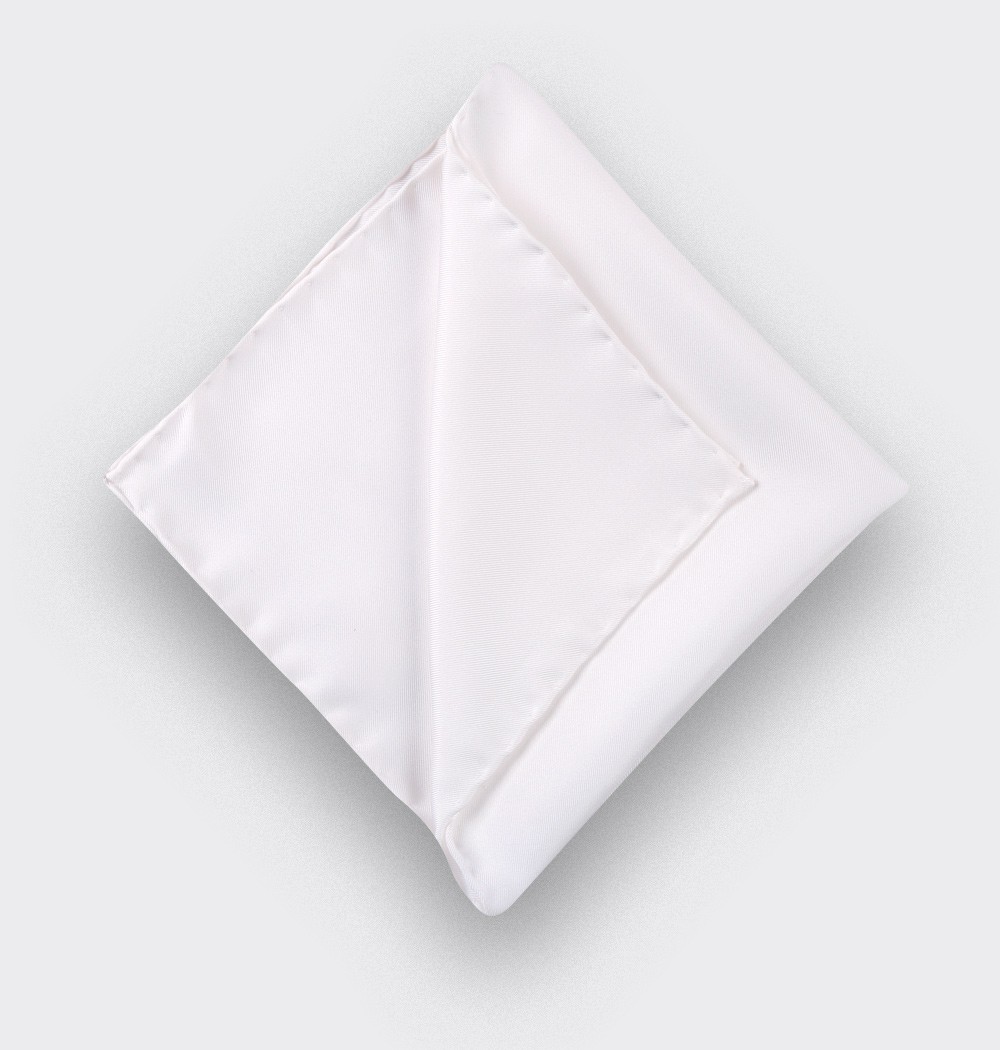 white twill silk pocket square - silk - cinabre paris