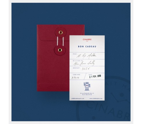 Lapel pin - gift card 95euros - Cinabre Paris