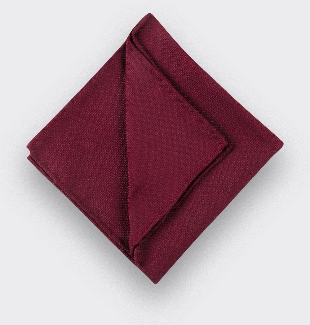 CINABRE Paris - Pocket square - Burgundy woven silk - Hand Made