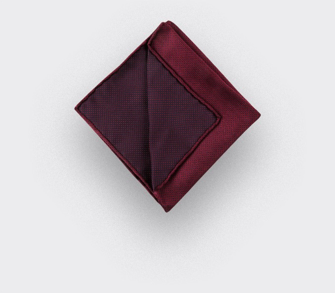 CINABRE Paris - Pocket Square - Burgundy birdseye - Handmade