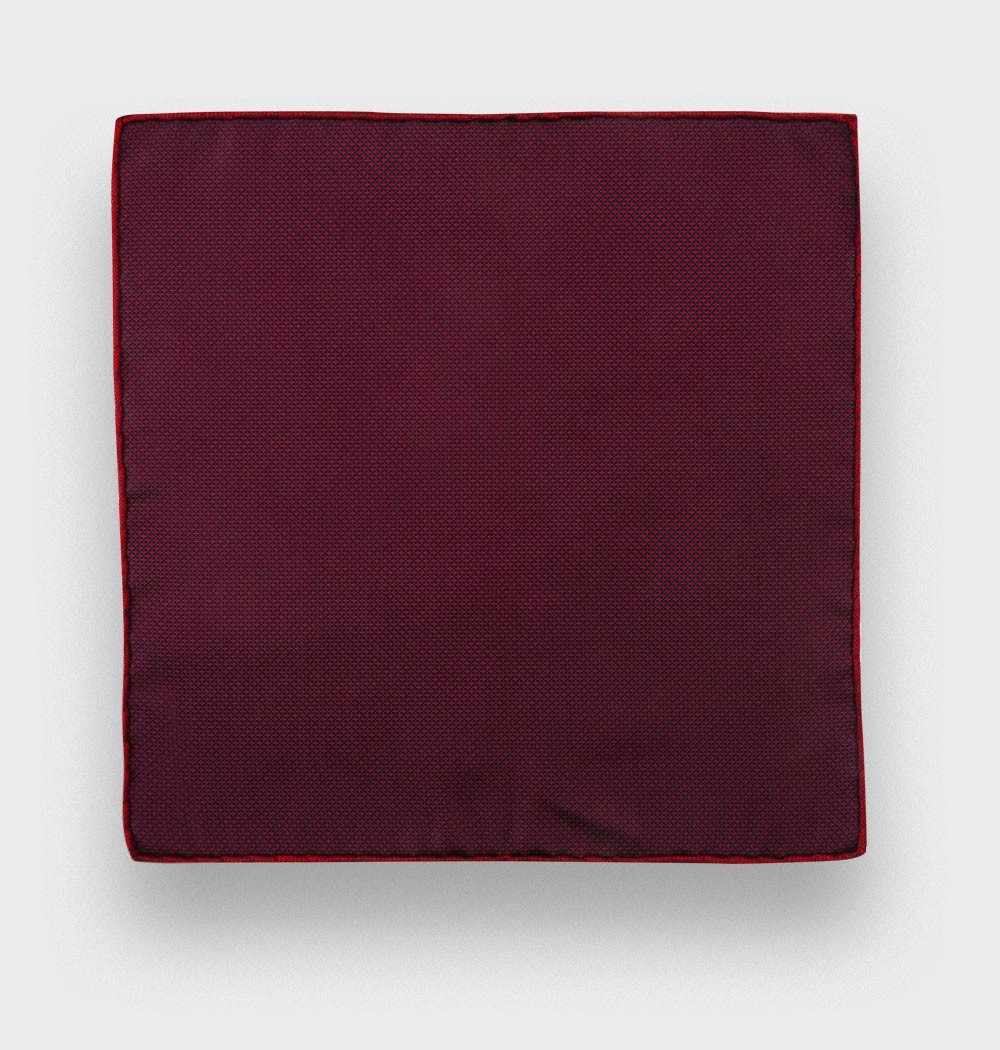 CINABRE Paris - Pocket Square - Burgundy birdseye - Handmade