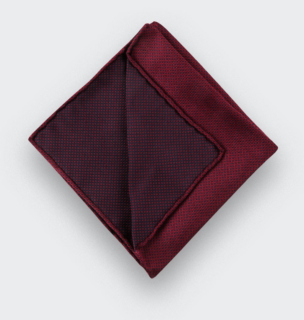 CINABRE Paris - Pocket Square - Burgundy birdseye - Handmade