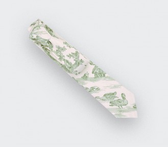 CINABRE Paris - Tie - Green Toile de Jouy - handmade