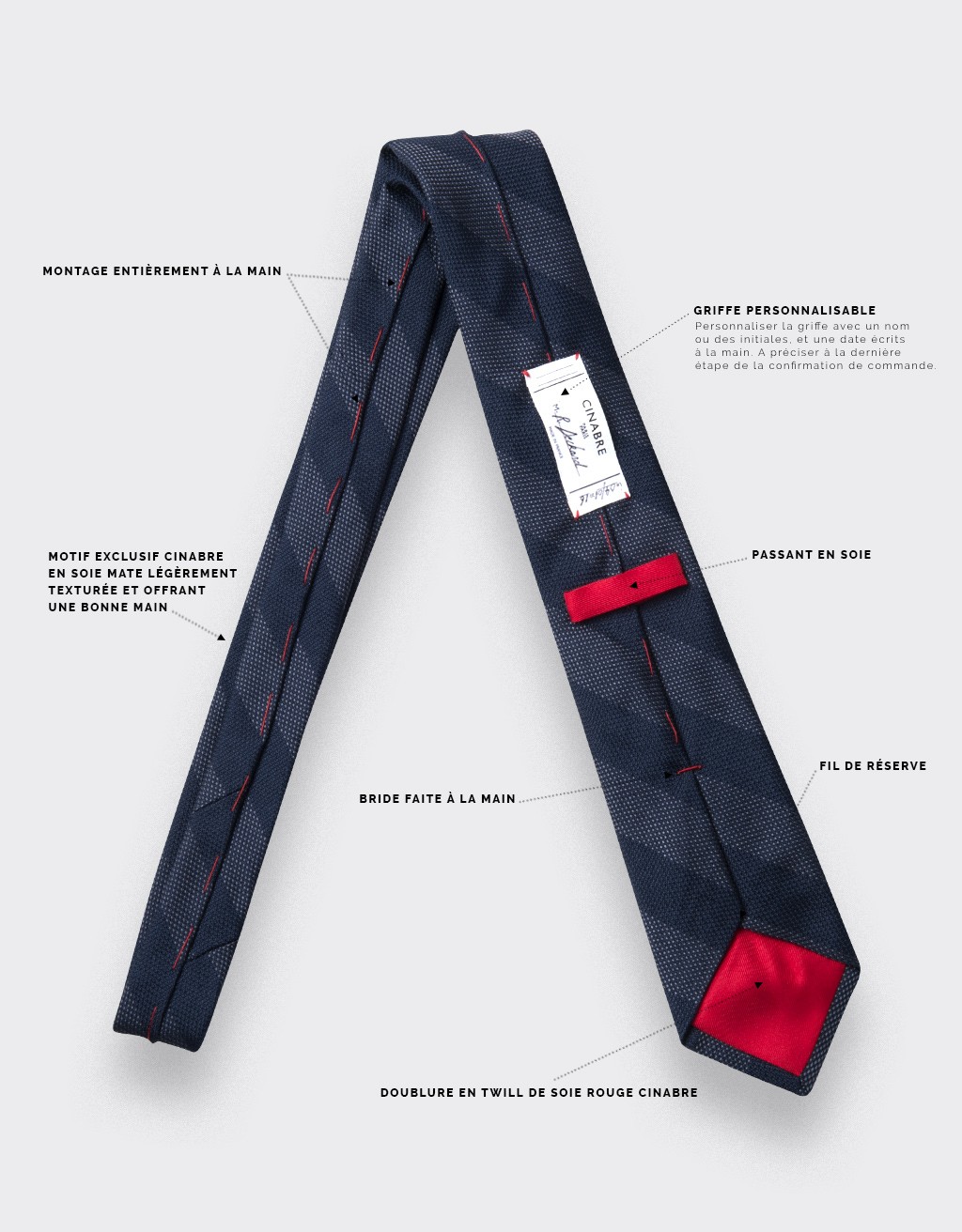 Grey Club Tie - silk - Cinabre Paris