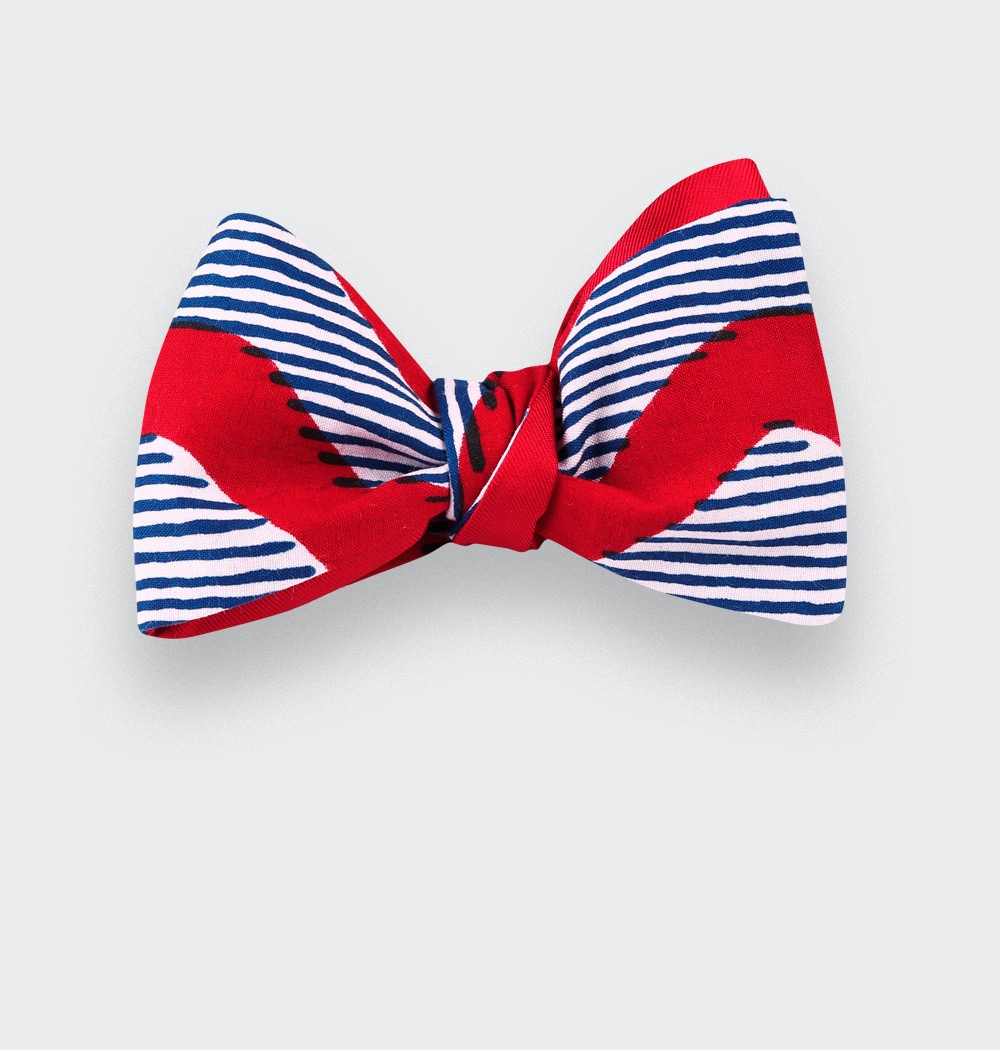 Red waves Wax Bow Tie - CINABRE Paris