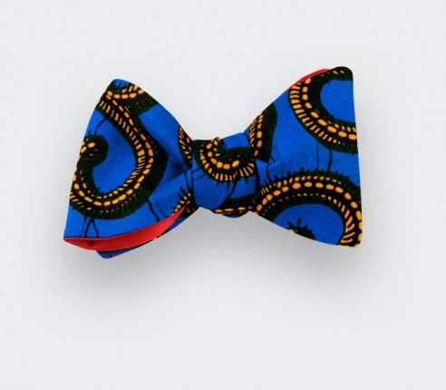 Blue and Yellow Wax Bow Tie - CINABRE Paris