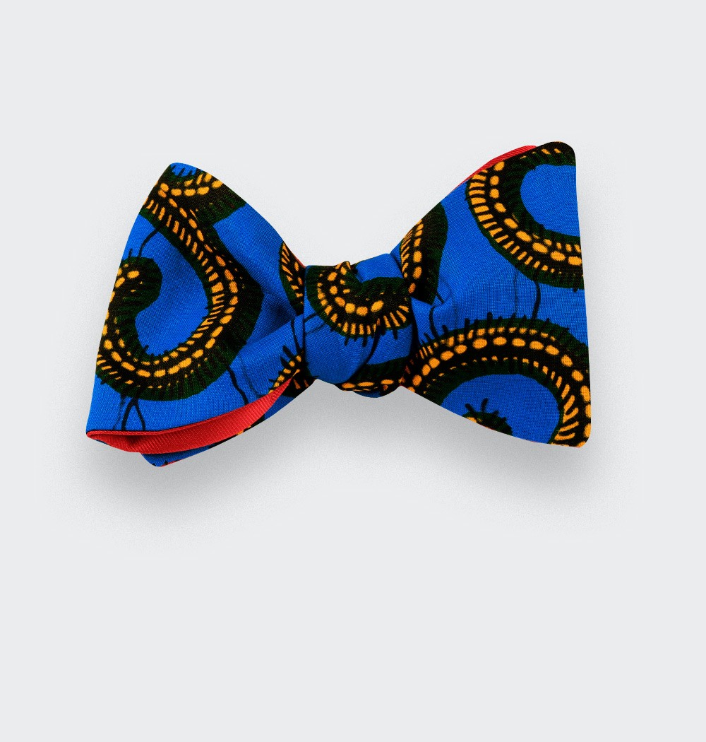 Blue and Yellow Wax Bow Tie - CINABRE Paris