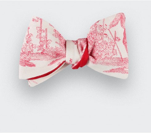 CINABRE Paris - Bowtie - Red Toile de Jouy - handmade