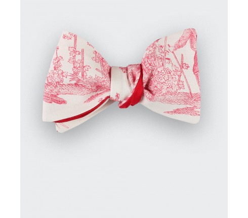 CINABRE Paris - Bowtie - Red Toile de Jouy - handmade