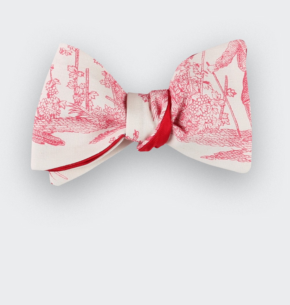 CINABRE Paris - Bowtie - Red Toile de Jouy - handmade