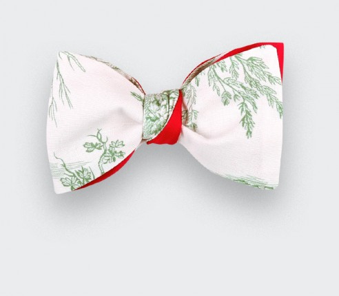 CINABRE Paris - Bowtie - Green Toile de Jouy - handmade