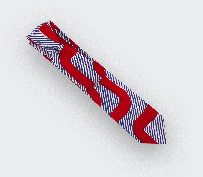 Tie Cinabre made of wax red waves. Available in Paris