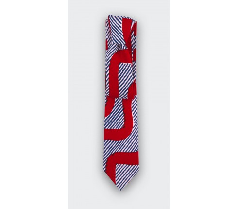 Tie Cinabre made of wax red waves. Available in Paris