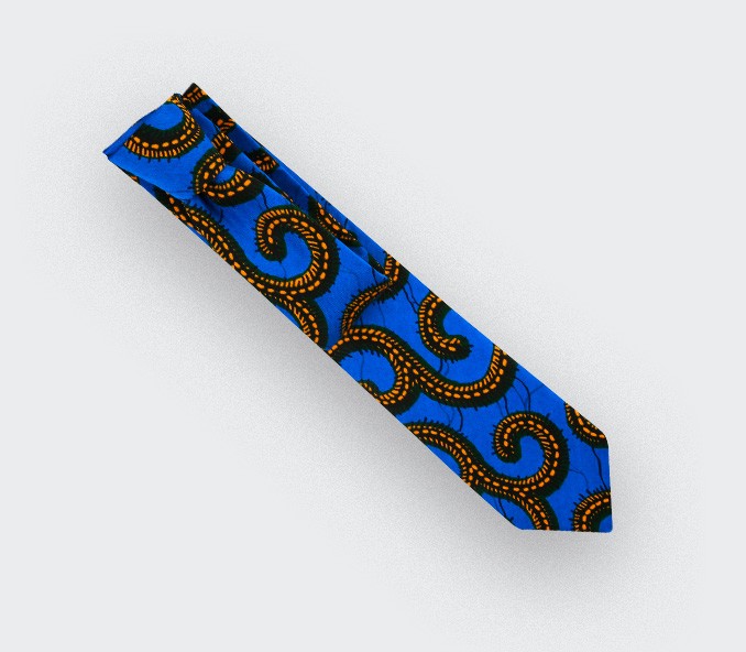 Tie wax yellow blue Cinabre Paris