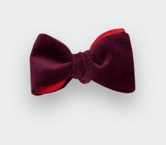 Wine-Red Velvet Bow Tie