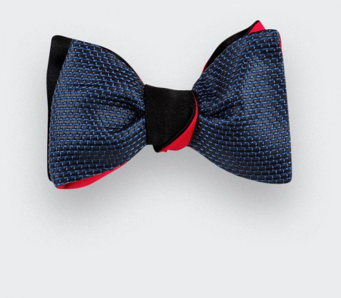 Blue Leather Bow Tie - CINABRE Paris