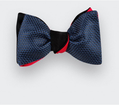 Blue Leather Bow Tie - CINABRE Paris