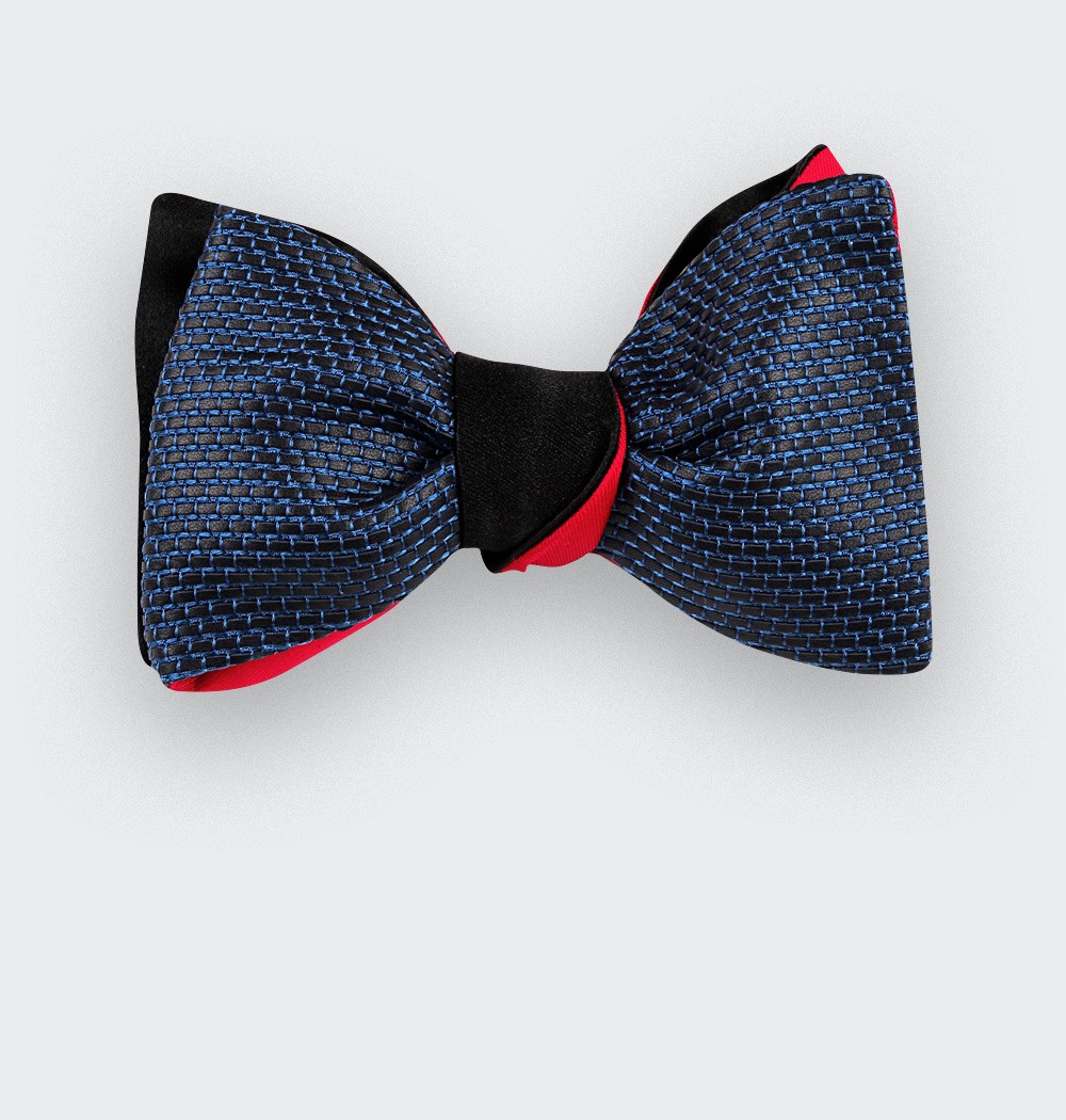 Blue Leather Bow Tie - CINABRE Paris