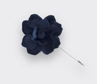 Navy Blue Velvet Gardenia Lapel Pin - cotton - Cinabre Paris