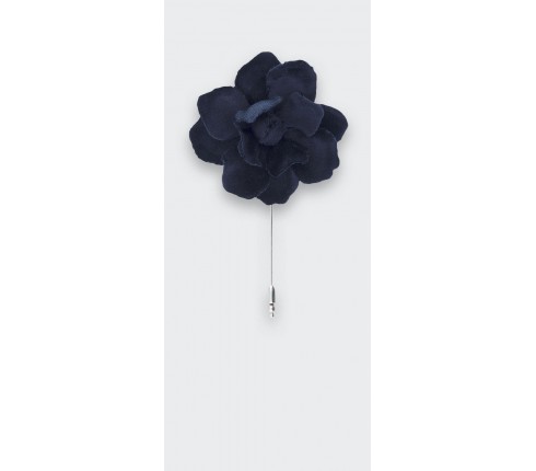 Boutonnière Gardenia Velours Bleu Marine - coton - Cinabre Paris